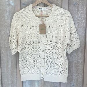 Boden Cream Short Sleeved Knit Cardigan